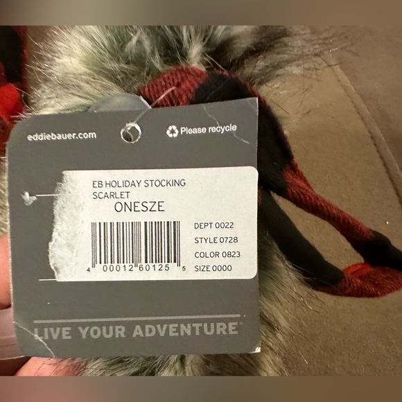 Eddie Bauer Plaid Christmas Stocking Holiday Decor Sherpa Fleece Trim 11X16 - Picture 16 of 16